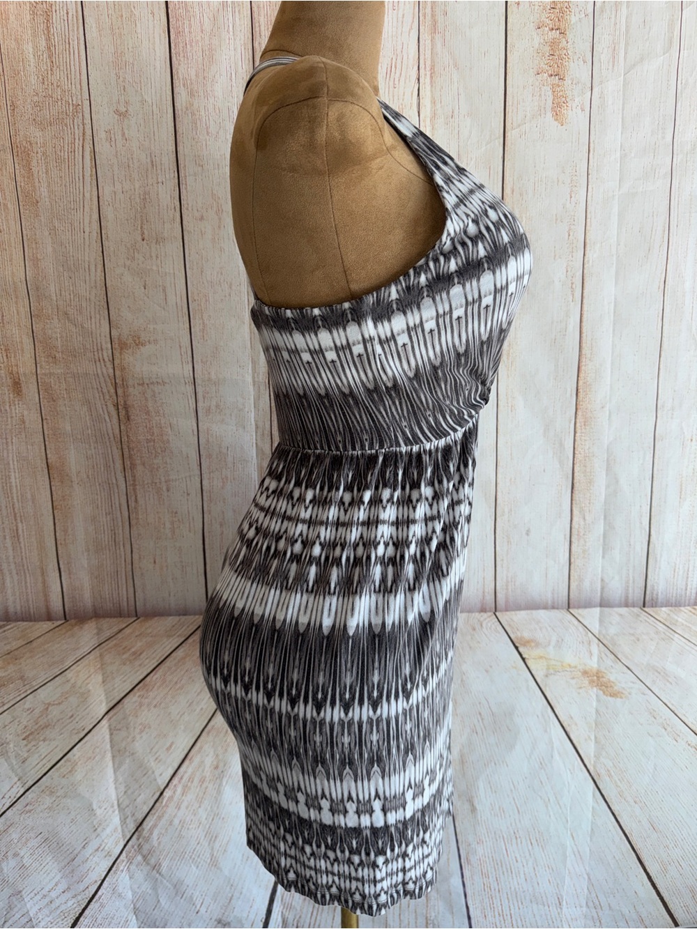 Cynthia Rowley Black & White ikat tribal pattern- Tank Sleeveless Mini Dress s - Picture 5 of 11